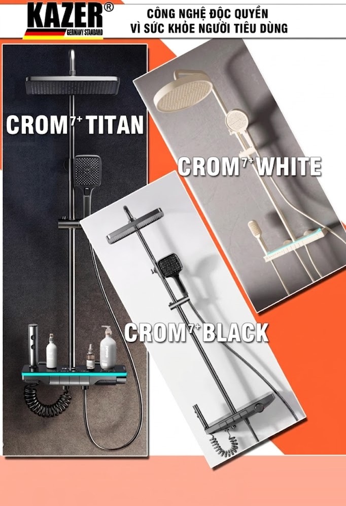 KZ7114T-LED – SEN CÂY ĐỒNG THAU MẠ CROM 7+ WHITE KAZER – FIX