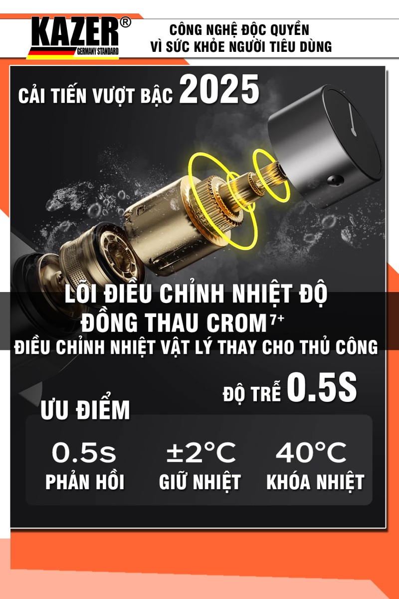 KZ7114T-LED – SEN CÂY ĐỒNG THAU MẠ CROM 7+ WHITE KAZER – FIX