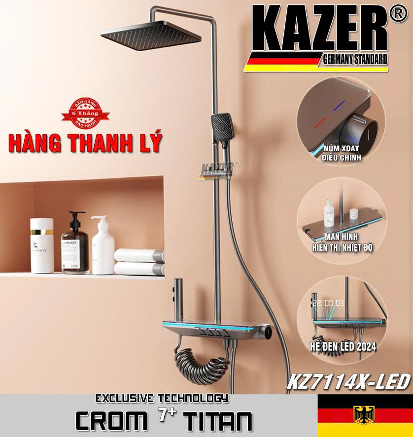 KZ7114X-LED – SEN CÂY ĐỒNG THAU MẠ CROM 7+ TITAN KAZER