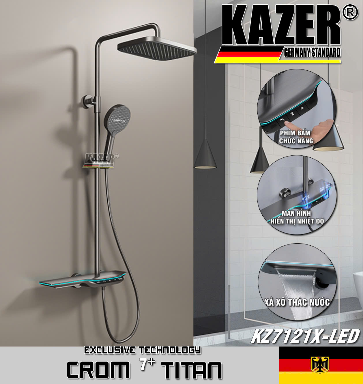 KZ7121X – SEN CÂY ĐỒNG THAU MẠ CROM 7+ TITAN KAZER