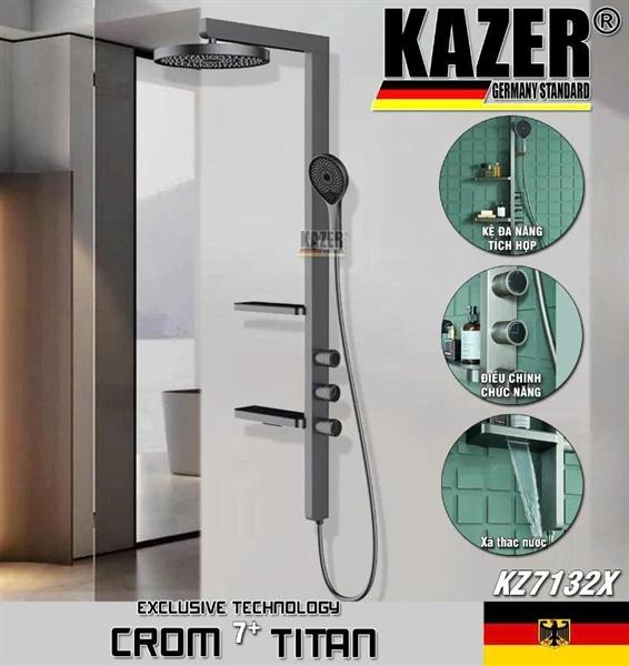 KZ7132X- SEN CÂY TẮM ĐỨNG ĐỒNG MẠ XÁM TITAN LUXURY KAZER