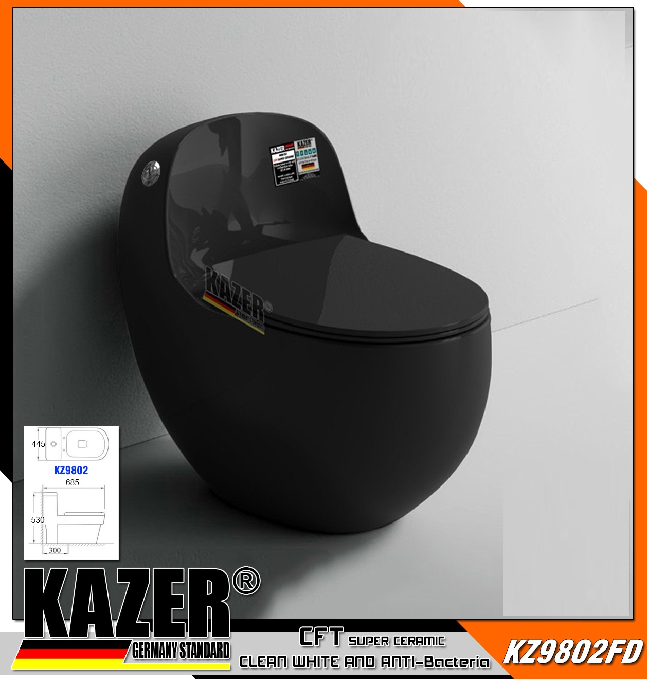 KZ9802FD – BỒN CẦU TRỨNG KAZER MÀU ĐEN (1)