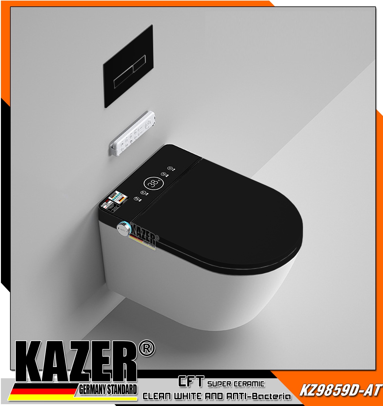 KZ9859D-AT – BỒN CẦU TREO TƯỜNG KAZER ĐIỆN TỬ THÔNG MINH MÀU ĐEN