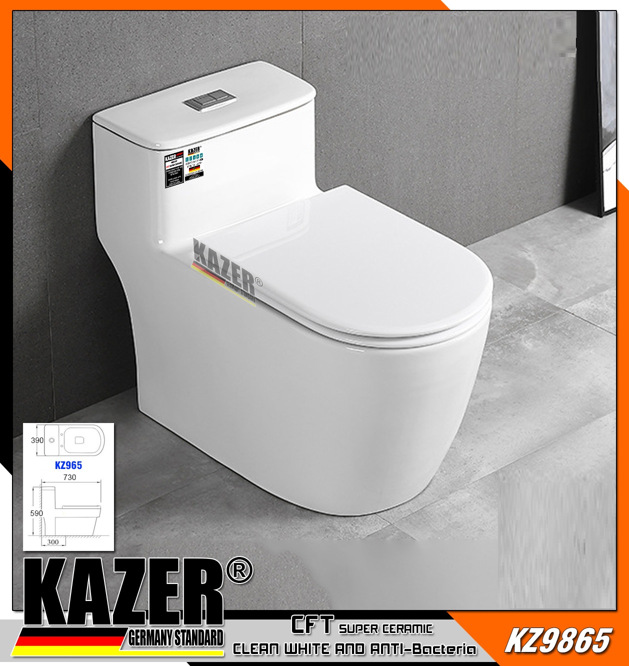 KZ9865 – BỒN CẦU 1 KHỐI KAZER
