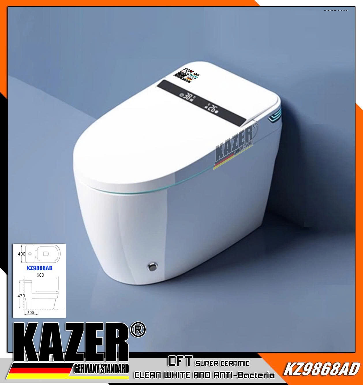 KZ9868AD – BỒN CẦU KAZER ĐIỆN TỰ THÔNG MINH MÀU TRẮNG