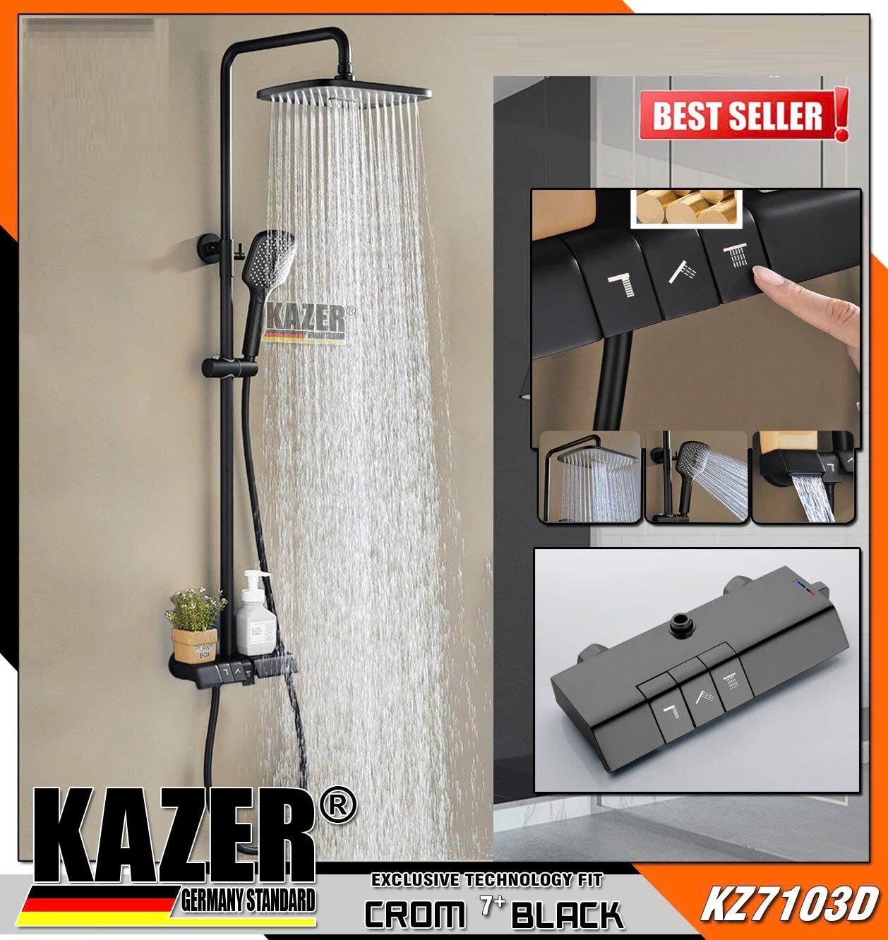 KZ7103D – SEN CÂY ĐỒNG THAU MẠ CROM 7+ BLACK KAZER