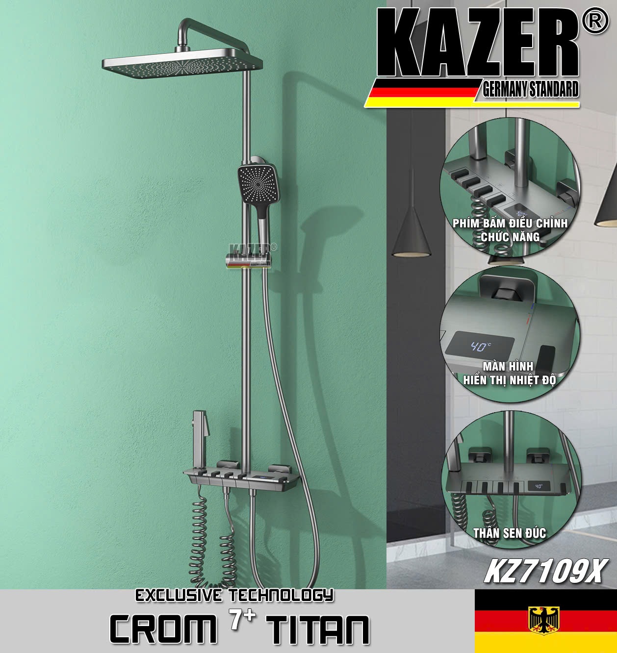 KZ7109X – SEN CÂY ĐỒNG THAU MẠ CROM 7+ TITAN KAZER
