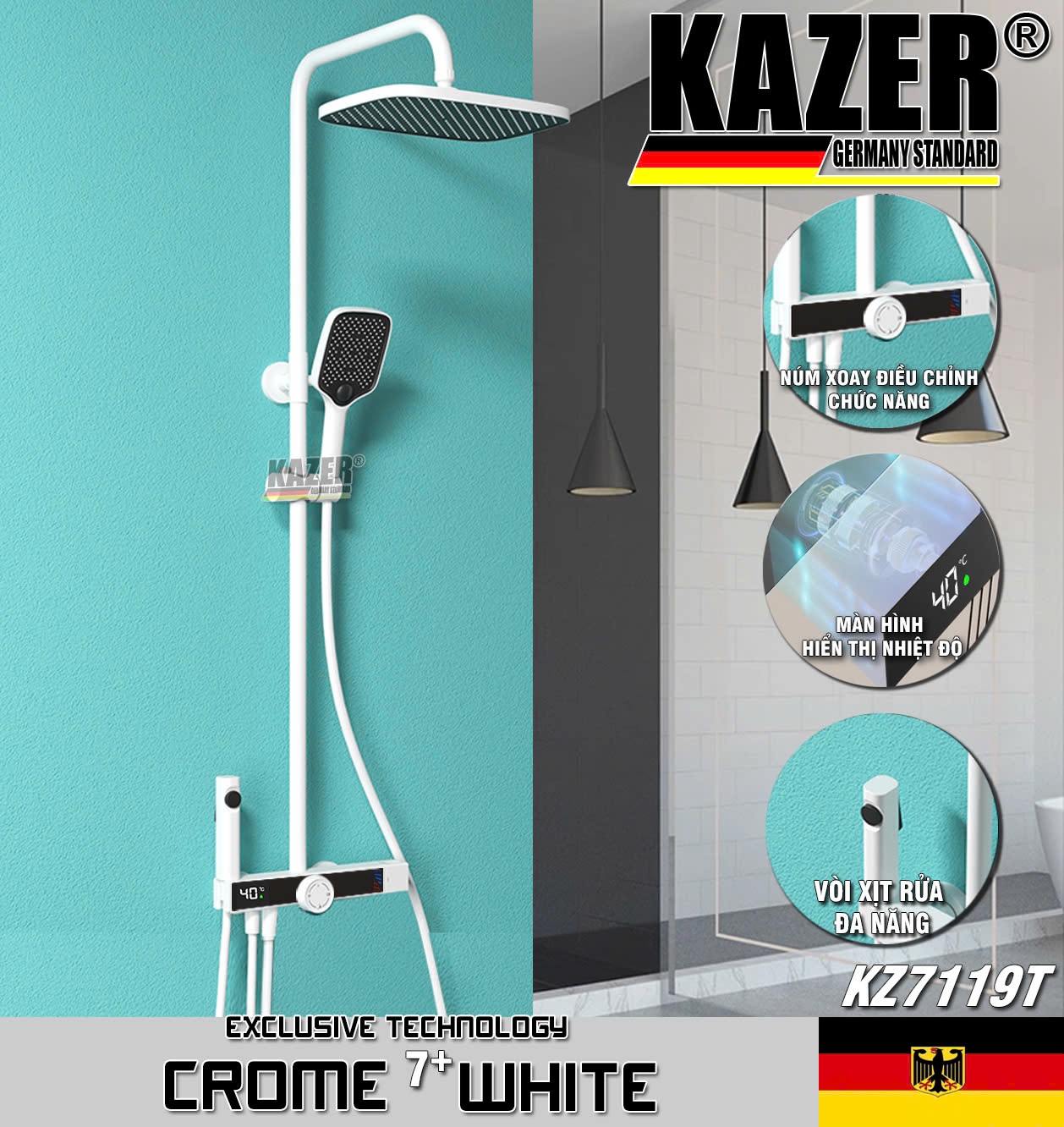 KZ7119T – SEN CÂY ĐỒNG THAU MẠ CROM 7+ WHITE KAZER