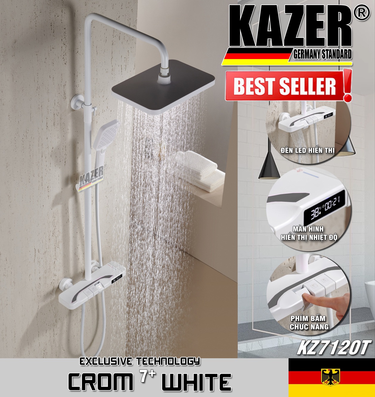 KZ7120T – SEN CÂY ĐỒNG THAU MẠ CROM 7+ WHITE KAZER