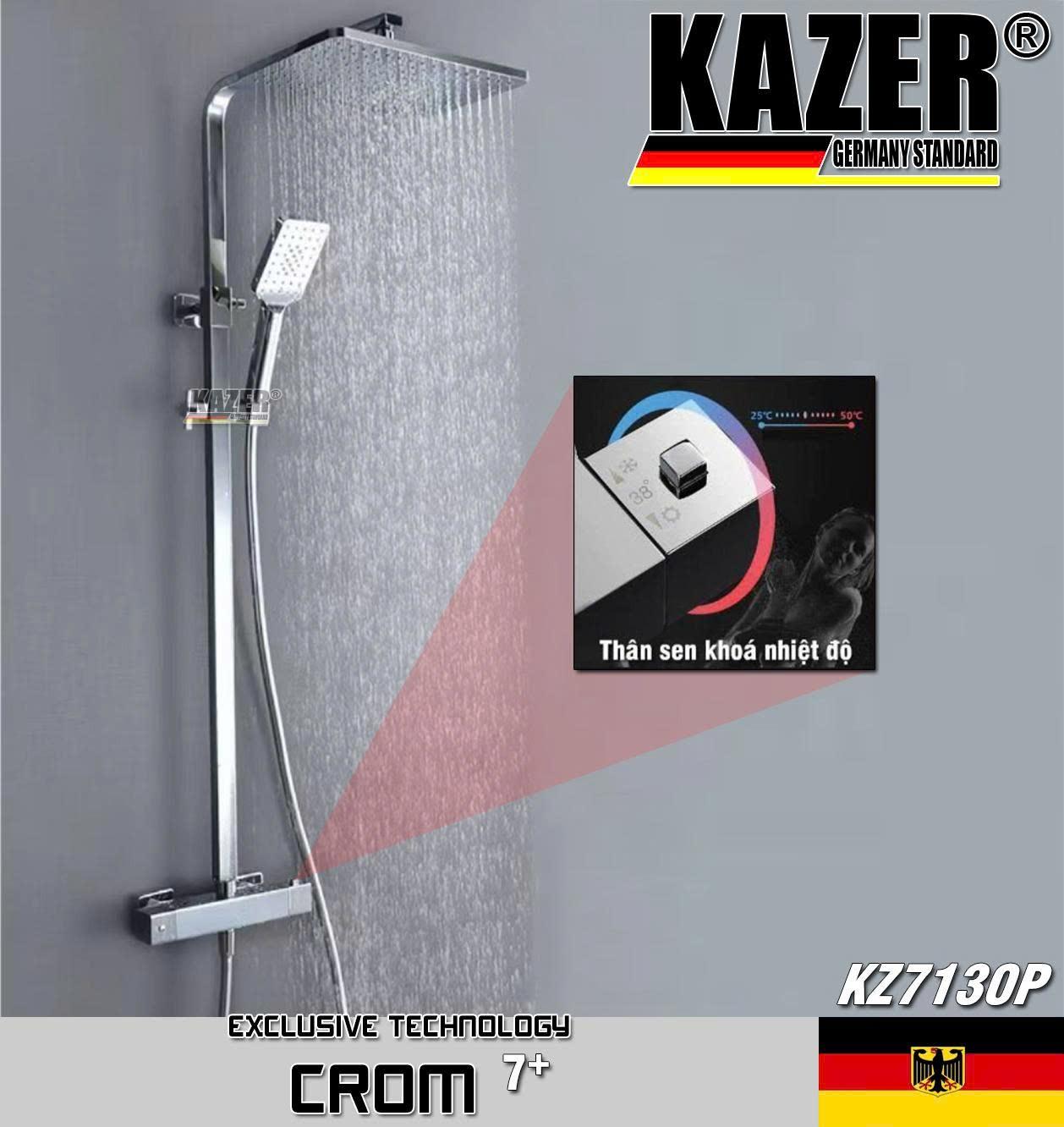 KZ7130P – SEN CÂY ĐỒNG THAU MẠ CROM 7+ KAZER, THÂN SEN CÓ KHÓA NHIỆT ĐỘ
