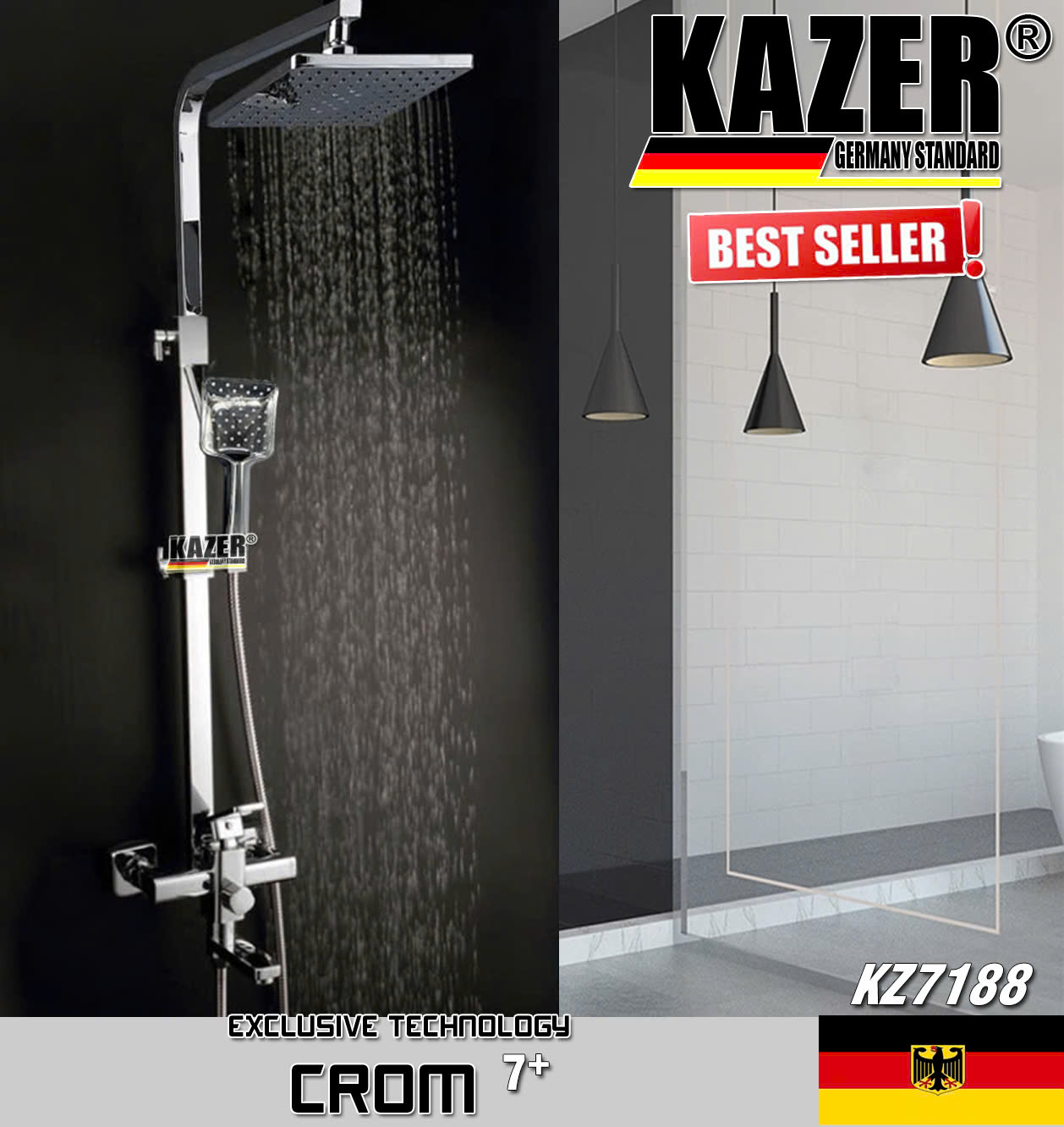 KZ7188 – SEN CÂY ĐỒNG THAU MẠ CROM 7+ KAZER , MẪU VUÔNG