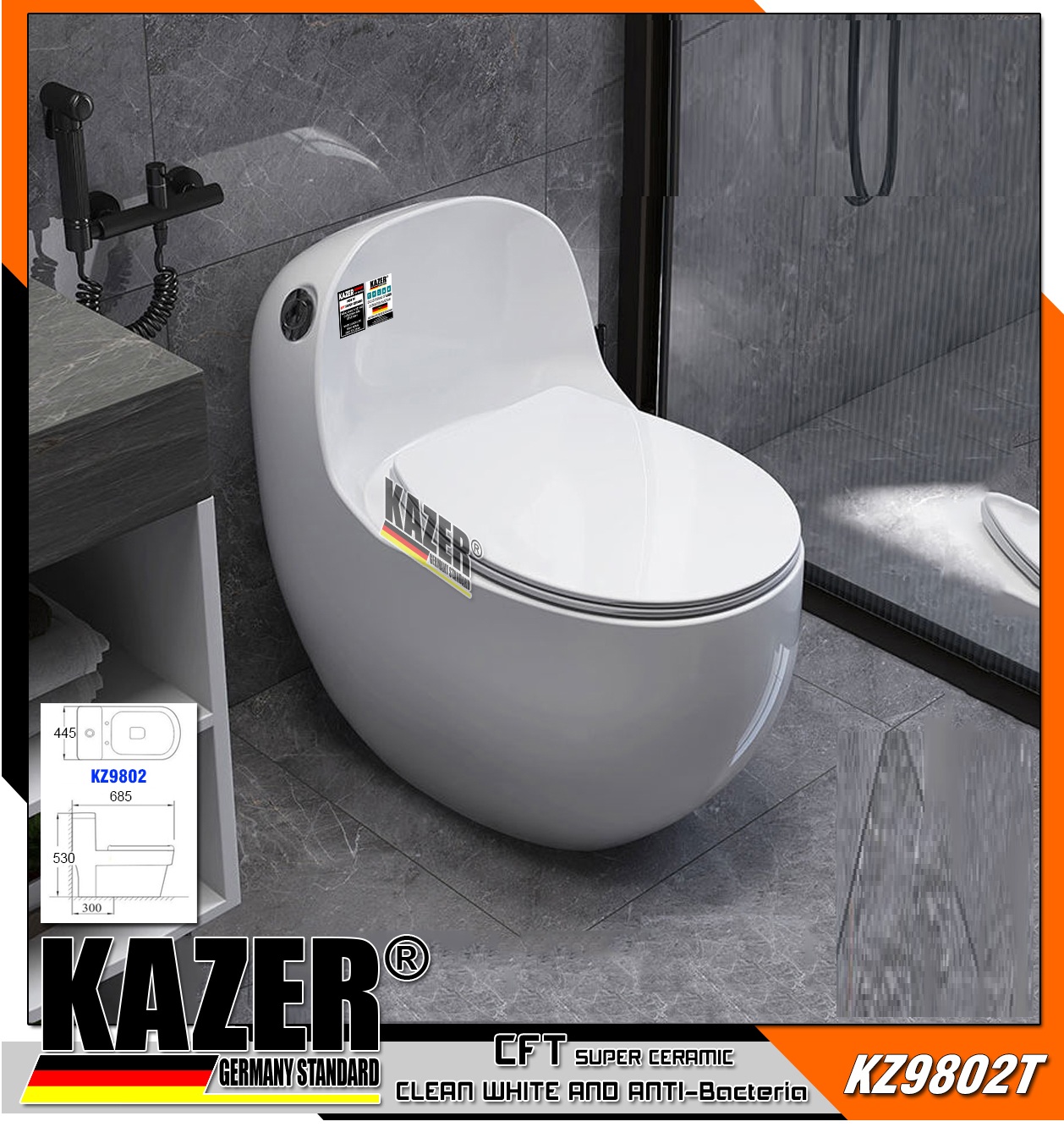 KZ9802T – BỒN CẦU TRỨNG KAZER MÀU TRẮNG (1)