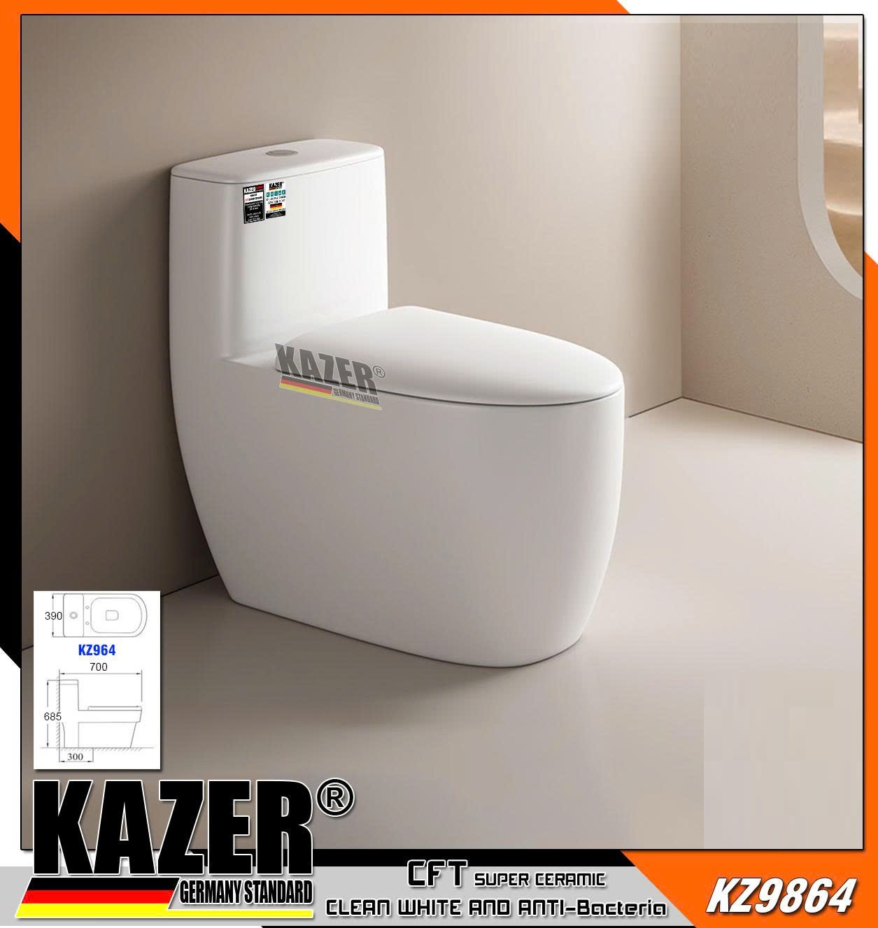 KZ9864 – BỒN CẦU 1 KHỐI KAZER