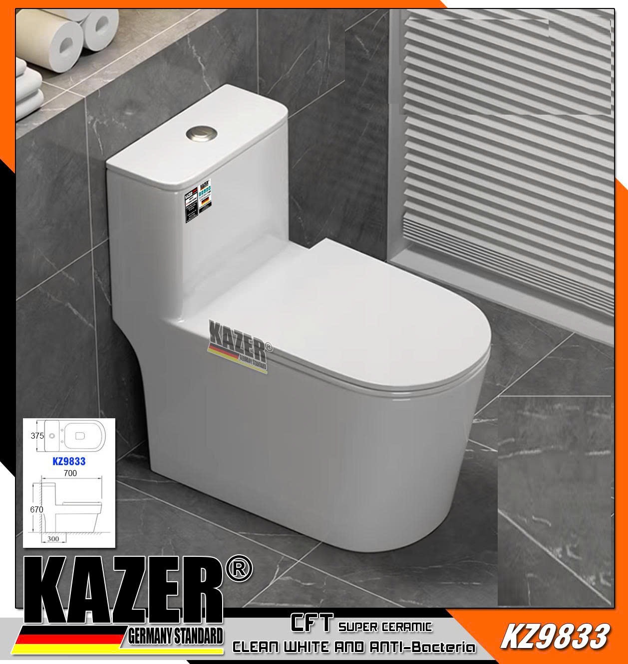 KZ9833 BỒN CẦU 1 KHỐI KAZER