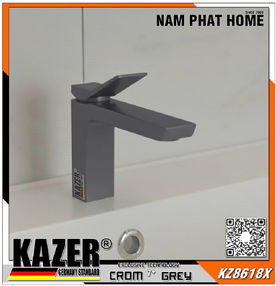 KZ8618X-20 – VÒI LAVABO ĐỒNG THAU NÓNG LẠNH KAZER – 20CM