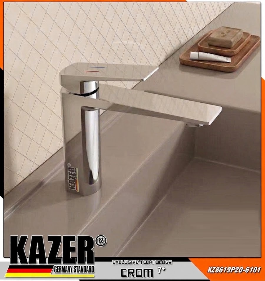KZ8619P – VÒI LAVABO NÓNG LẠNH MẠ CROM 7+ 20CM KAZER GERMANY