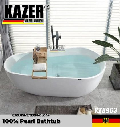 KZ8963 – BỒN TẮM SỢI CARBON PHỦ NGỌC TRAI KAZER, MẪU THẲNG, NGÂM ĐỘC LẬP