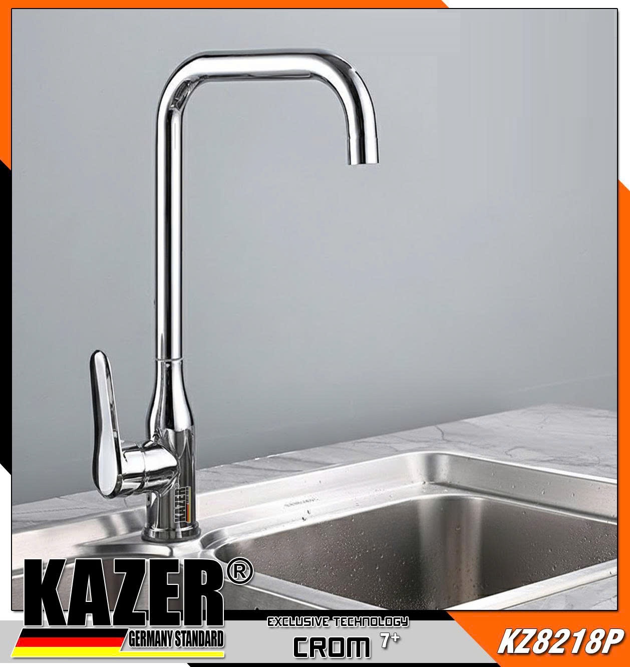 KZ8218P – VÒI RỬA CHÉN LẠNH ĐỒNG THAU KAZER GERMANY, MẠ CROM 7+