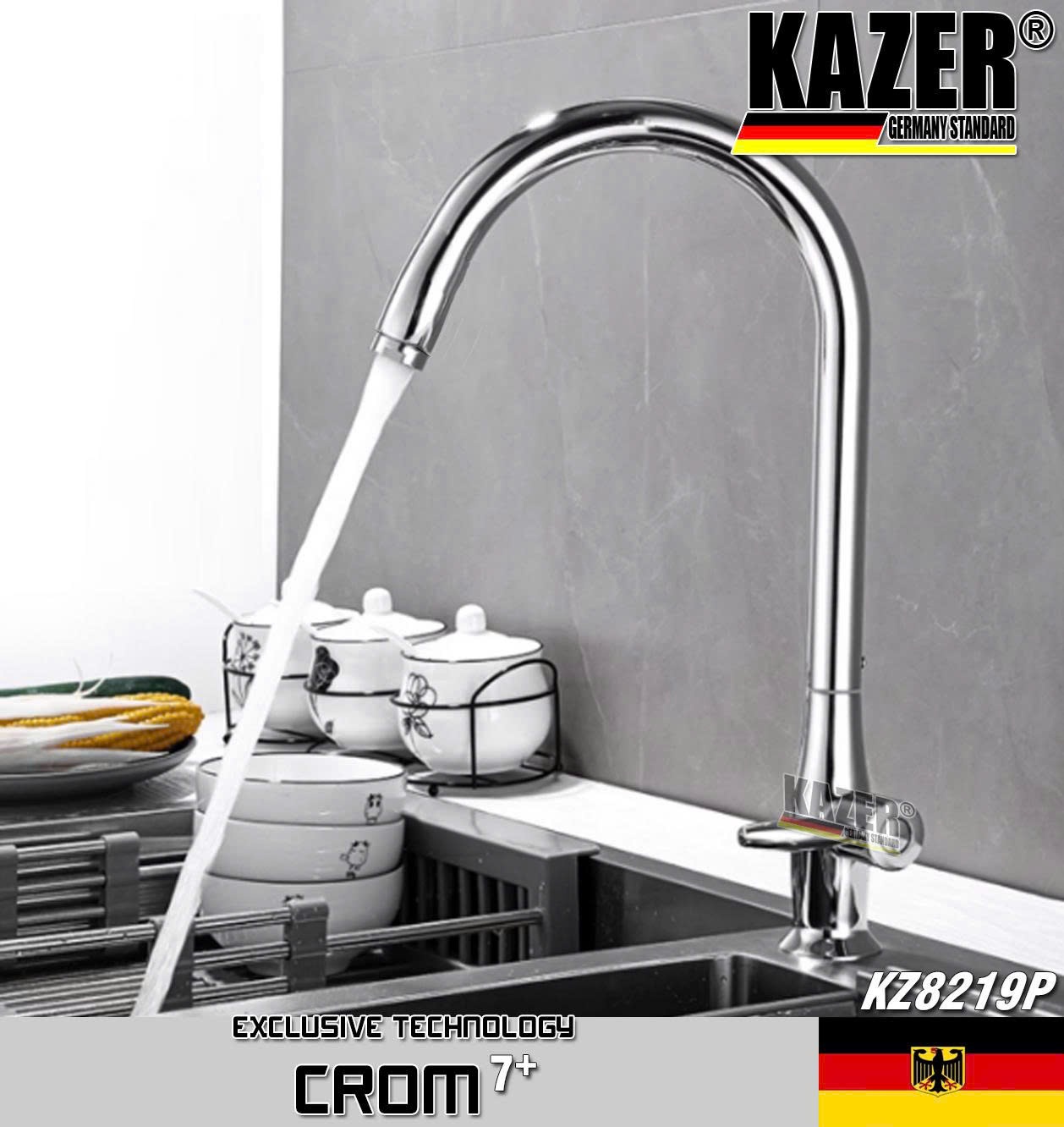 KZ8219P – VÒI CHÉN LẠNH ĐỒNG THAU NHẬP KHẨU KAZER – MẠ CROM 7+